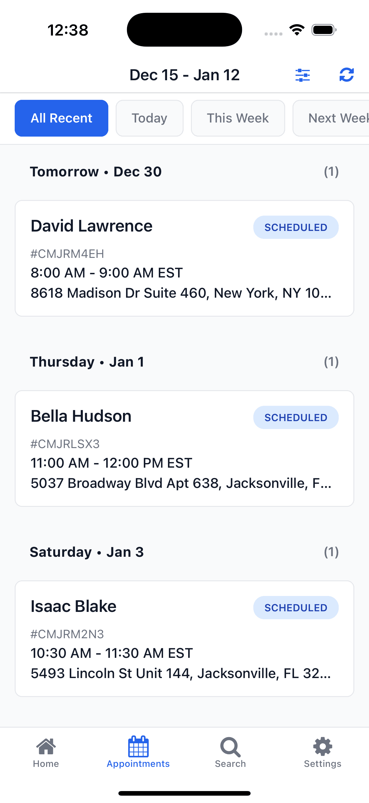 Fyxo Mobile App - Appointment Management